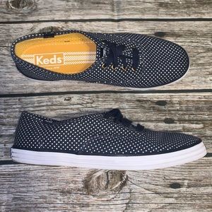 Keds Navy Blue and White Polkadot tennis shoes